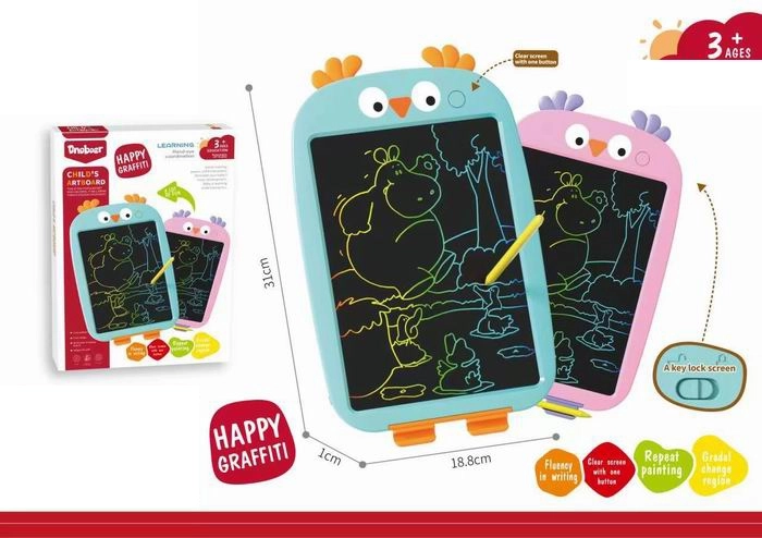 LCD rašymo lentelė „Pelėdžiukas“, rožinė