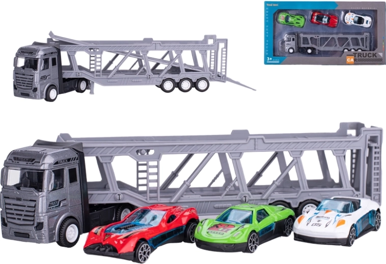 Metalinis automobilių transporteris su 3 automobiliukais, 22 cm