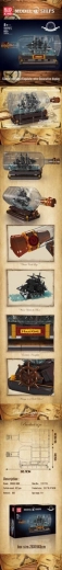 Piratų laivo butelyje konstruktorius – 792 dalys