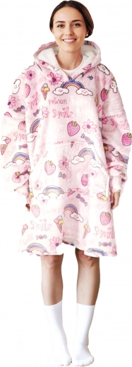 Warm hoodie blanket with hood COZY NOXXIEZ with sweets print