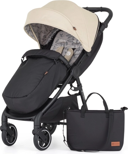 Sportinis vežimėlis PETITE&MARS Royal3 su juodos spalvos rėmu – juoda iron green