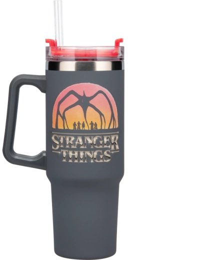 Termo tumbleris Stranger Things 1200 ml su šiaudeliu ir rankena