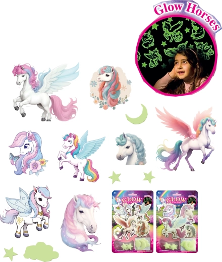 Glow-in-the-dark stickers moon, stars and unicorns for children's room