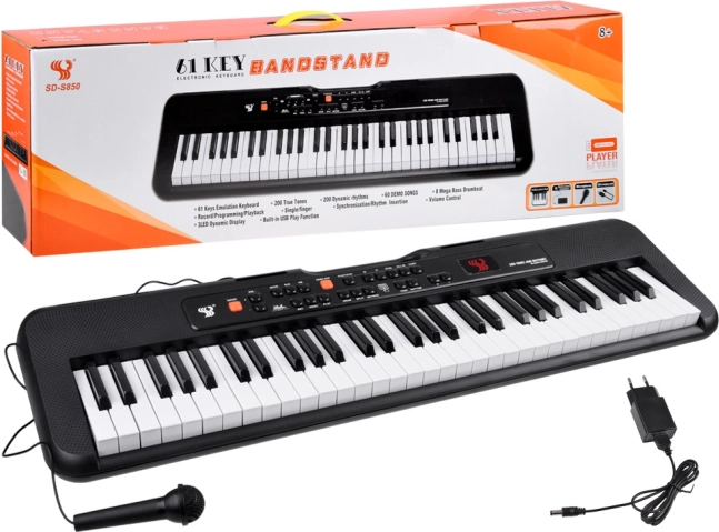 Elektroninis klavišinis instrumentas su 61 klavišu ir mikrofonu SD-S850