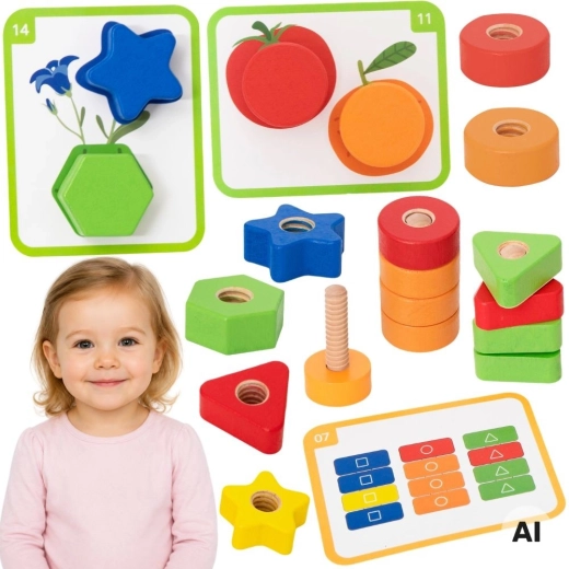 VIGA Educational Screw and Nut Set, 30 Pieces