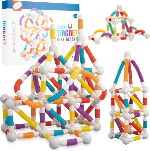 Magnetic Construction Set – Movable Tubes, 100 Pieces
