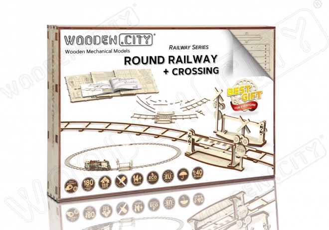 WOODEN CITY 3D dėlionė apvalūs bėgiai su pervaža (159 dalių)