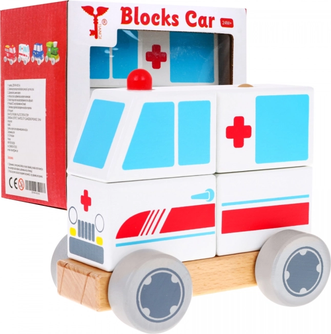 Wooden Ambulance – Stacking Toy Car for Kids