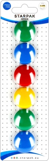 Spalvoti apvalūs magnetai lentai ir šaldytuvui 2,9 cm (6 vnt.)