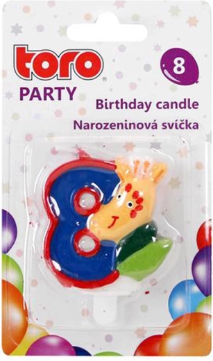 Tortinė žvakutė skaičius 8 su žirafa, įsmeigiama, 5 cm