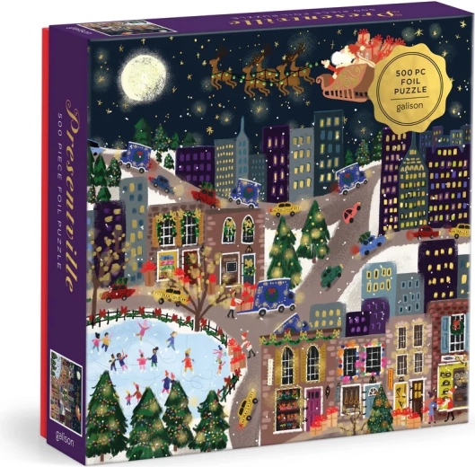 Galison Joy Laforme Presentville Christmas Town Foil Puzzle, 500 Pieces