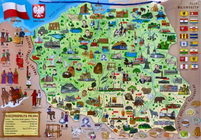 Magnetinis žemėlapis Lenkija 3 viename