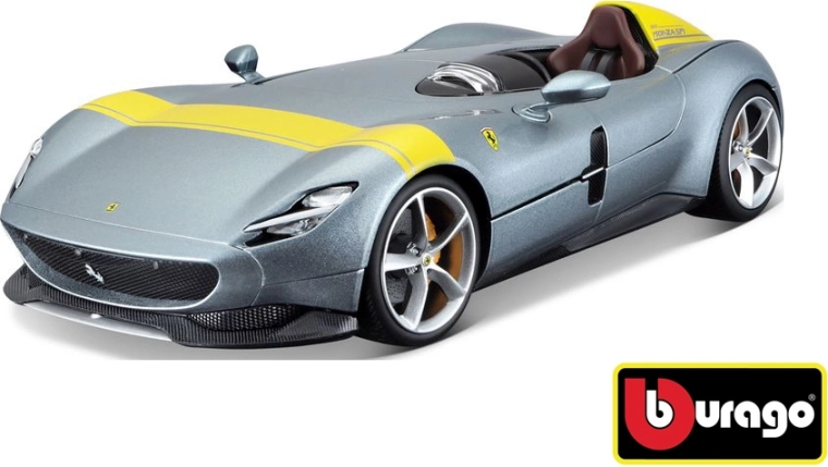 Bburago Ferrari Monza SP1 RACE+PLAY silver model car 1:18