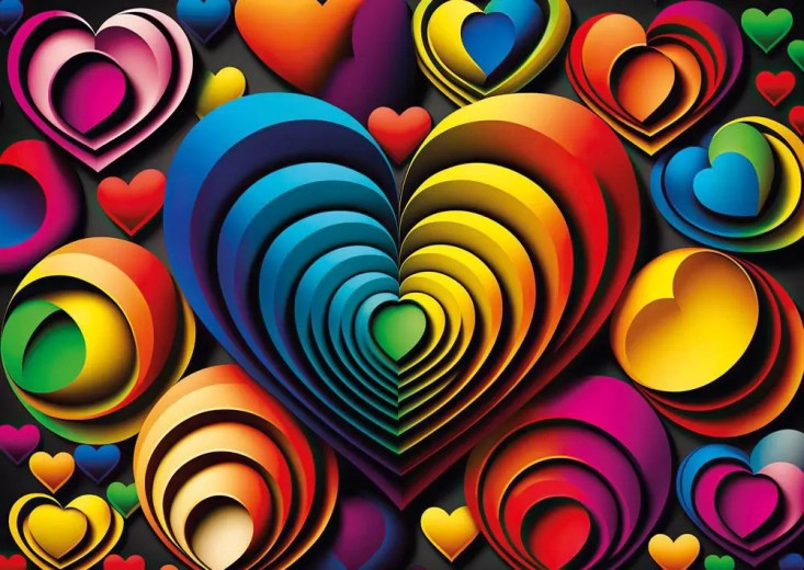 Colorful Hearts Puzzle 1000 Pieces