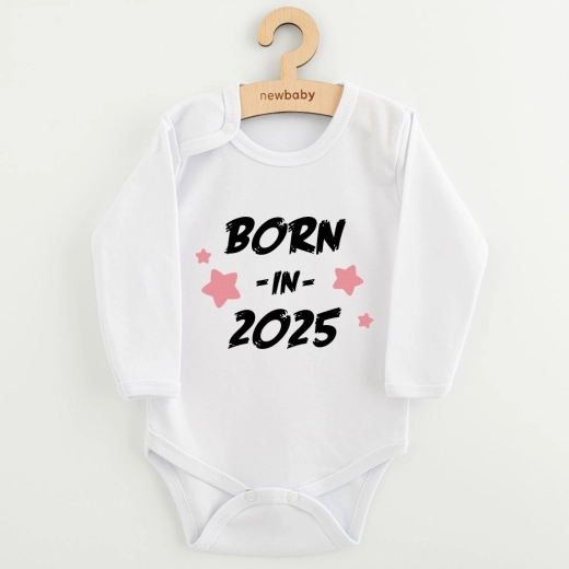 Vaikiškas smėlinukas su spauda New Baby Born in 2025, rožinis, dydis 68