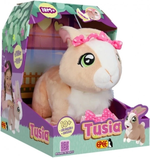 Interactive mascot bunny Tusia with bow