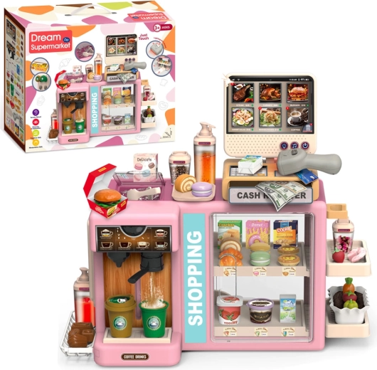 Interactive 3-in-1 Supermarket with Café, Candy Store and Touchscreen Cash Register