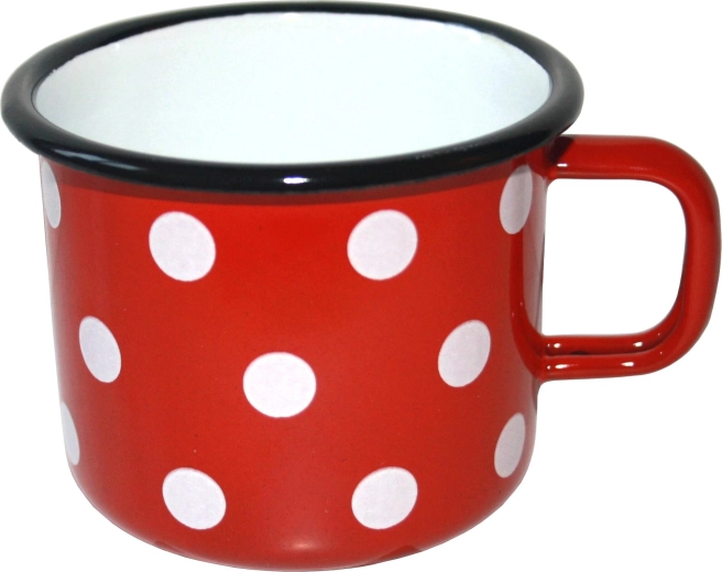 Emaliuotas puodelis su taškeliais 0,25 l, raudonas