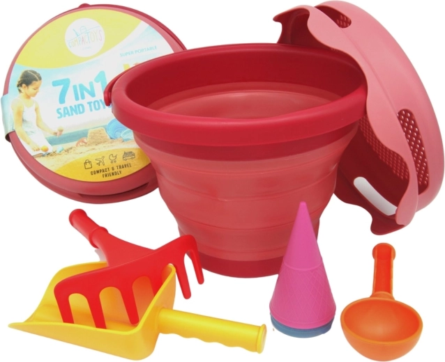Compactoys sulankstomas smėlio žaidimų rinkinys 7in1, raudonas