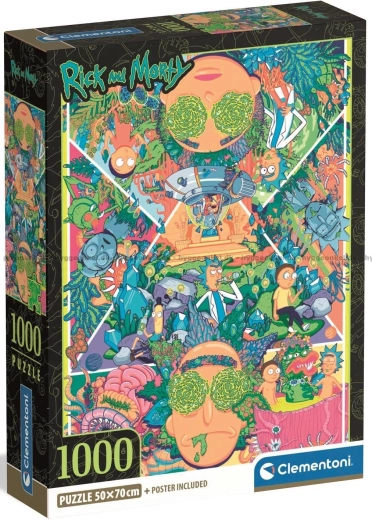 Dėlionė CLEMENTONI Rick and Morty – psichodelinis koliažas, 1000 dalių