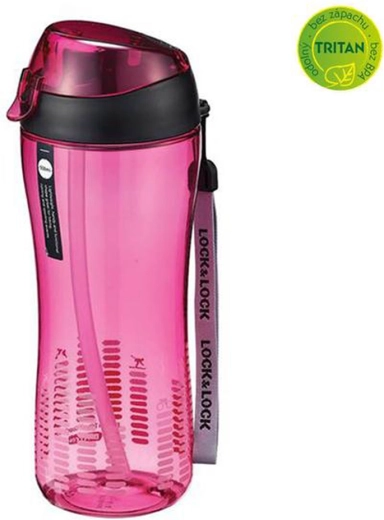 Sportinis buteliukas su šiaudeliu Tritan 550 ml rožinis