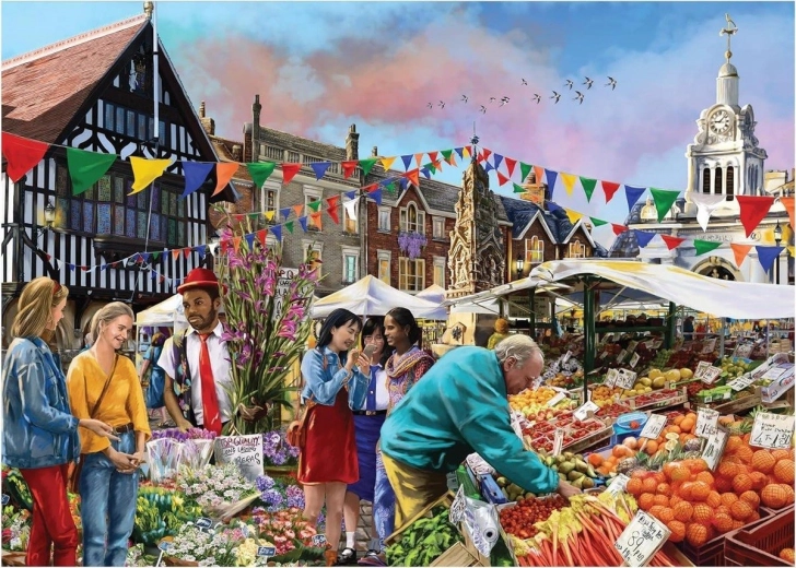 Dėlionė „Saffron Walden“ turgus, 1000 detalių
