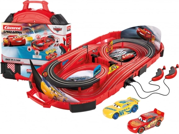 Carrera Speed Arena Disney Cars automobilių trasa 2,77 m nešiojamame lagamine