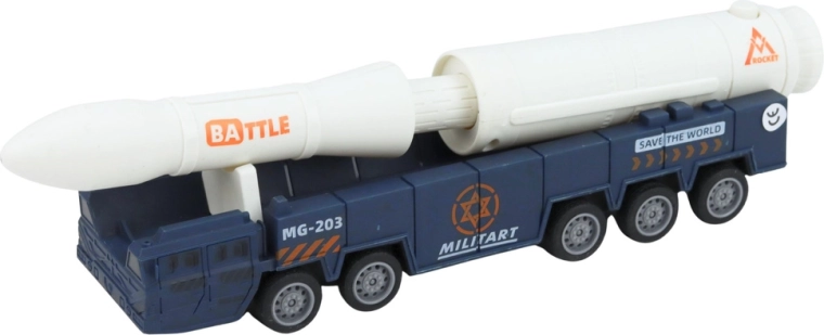 Transporto priemonė su didele raketa