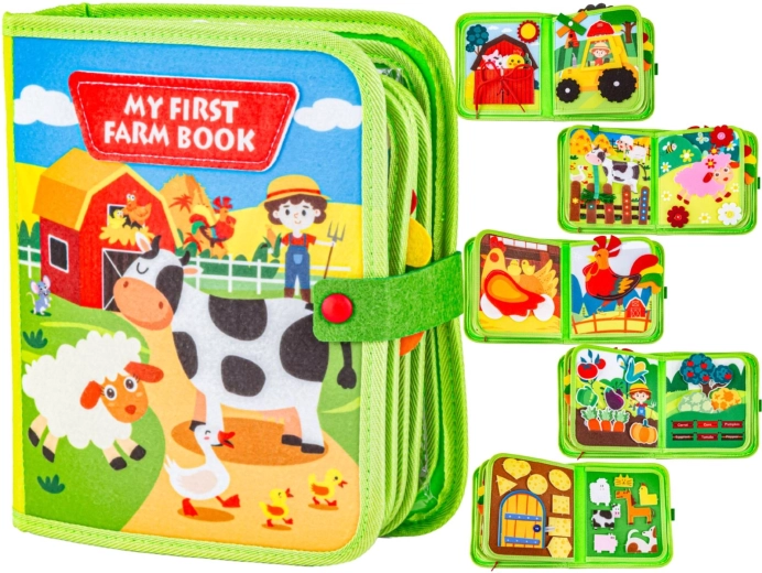 Felt activity book Happy Farm with flaps and Velcro pieces