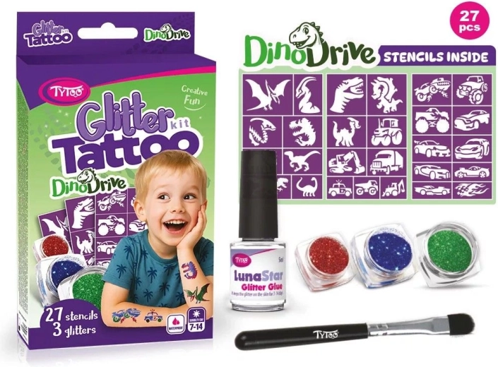 DinoDrive Glitter Tattoo Set