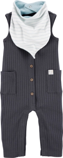Carter's 2-piece set for boys: sleeveless romper and bib charcoal – PRE, size 46