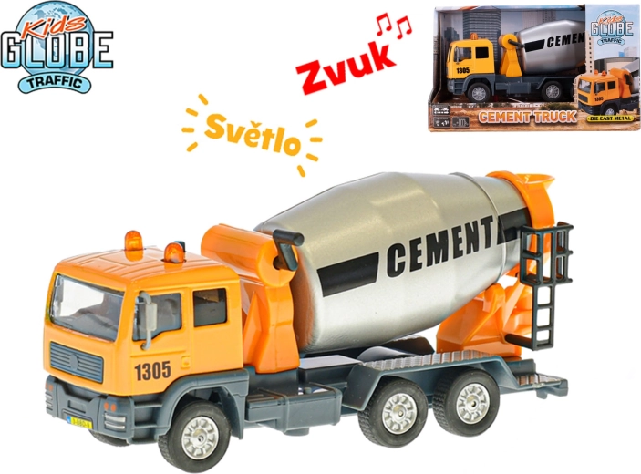Kids Globe Traffic metalinė betono maišyklė su šviesa ir garsu, 15,5 cm