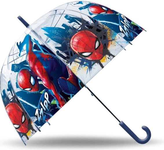 Skaidrus rankiniu būdu atidaromas vaikiškas skėtis „Spiderman“