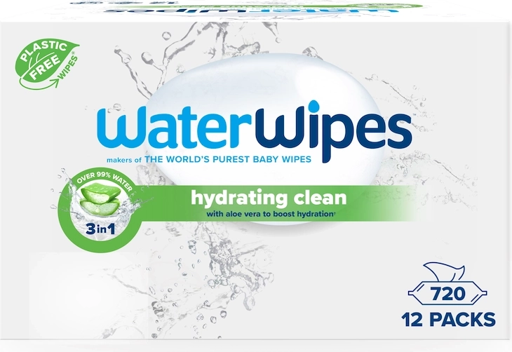WaterWipes Hydrating Wet Wipes with Aloe Vera 3-in-1 12×60 pcs