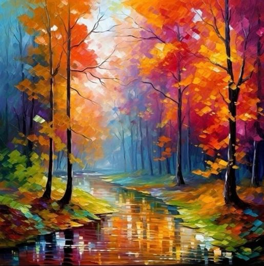Deimantinis tapymas „Ramybė miške“ 30 × 40 cm