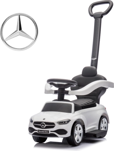 Milly Mally ride-on with push handle Mercedes C-Class deluxe white