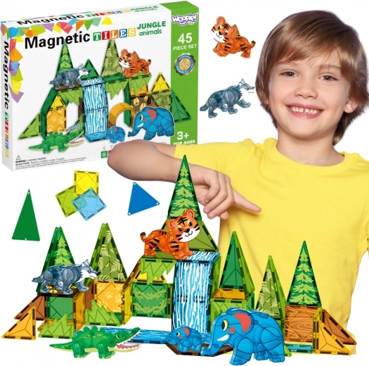 Magnetinis 3D konstruktorius WOOPIE – džiunglių gyvūnai, 45 dalių