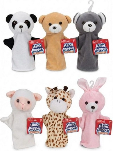 Plush animal hand puppet 20 cm assorted types - 1 piece