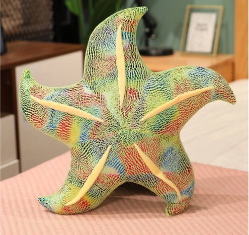 Green plush starfish pillow 45 cm