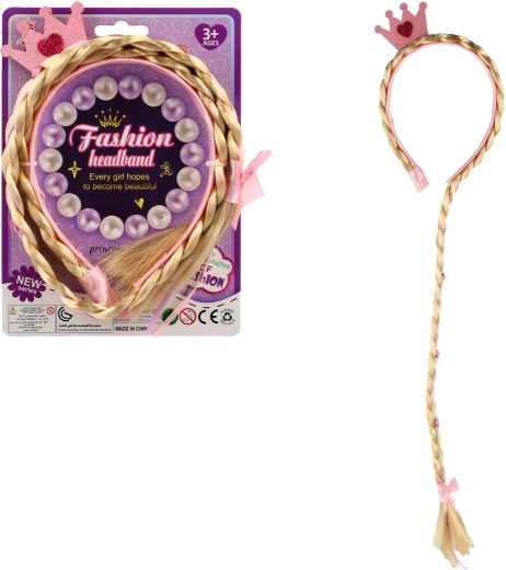 Princesės lankelis su ilga blondine kasa 65 cm