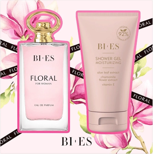 Dovanų rinkinys moterims BI-ES Floral – parfumuotas vanduo 90 ml + dušo želė 150 ml