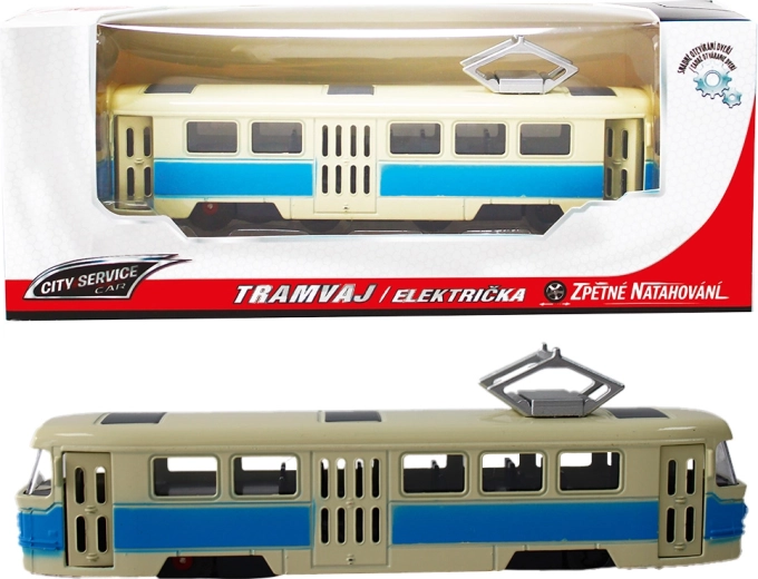 Metalinė tramvajaus modeliukas 1:90, mėlynas