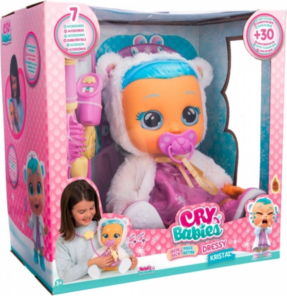 Lėlė Cry Babies Kristal su elegantiška apranga