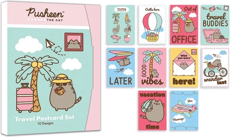 Pusheen atvirukų rinkinys – 10 vnt. dovaninėje dėžutėje