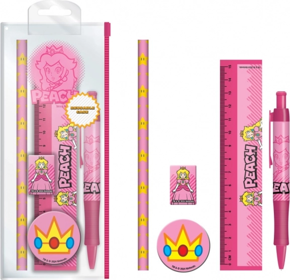 Mokyklinis rinkinys Super Mario Peach plastikinėje dėžutėje