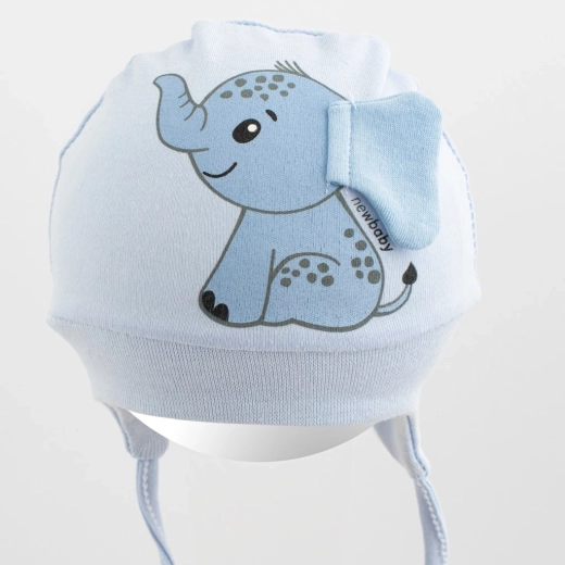 Cotton baby bonnet new baby happy elephant blue