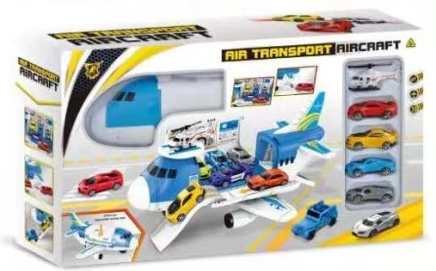 Folding airplane with cars and a helicopter