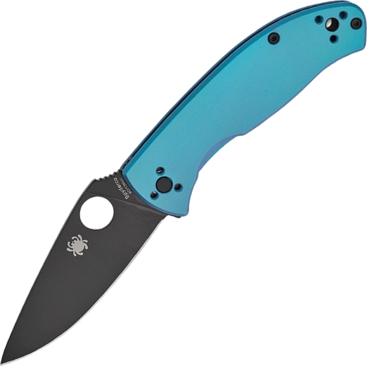 Sulankstomas peilis Spyderco Tenacious Blue, titaninė rankena, juoda geležtė 8,5 cm