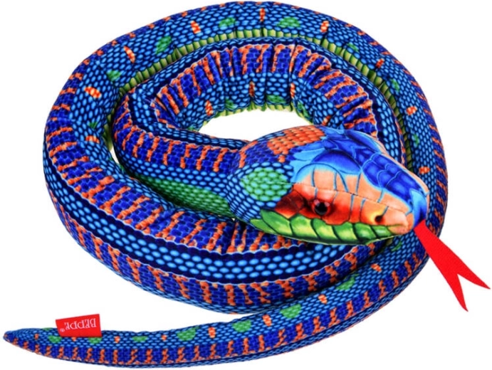 Realistic plush toy blue snake 180 cm