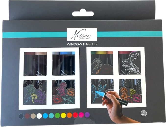 GRAFIX window chalk markers – set of 12 colors